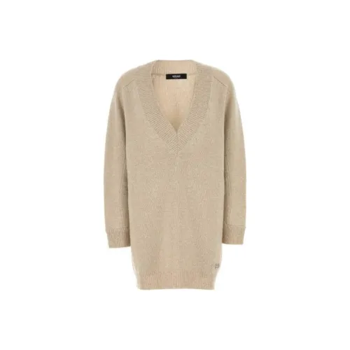 VERSACE Длинное платье с длинными рукавами женское бежевый