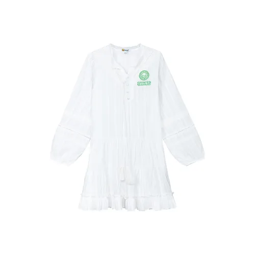 B.Duck Длинное платье с длинными рукавами женское белое