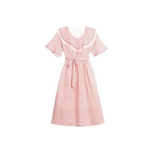 ABBY GODDESS Летнее Короткое Платье с Длинными Рукавами Женское Розовое