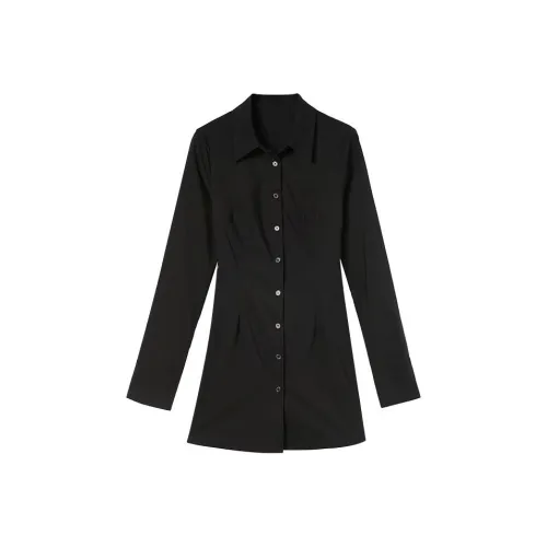 YITOUAGUA Черное Женское Длинное Платье с Длинными Рукавами