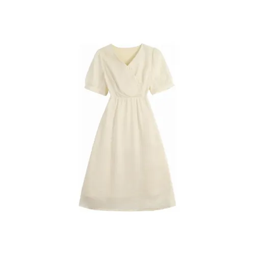 PASSCODIO Короткий рукав Платье Женское Milk Puff