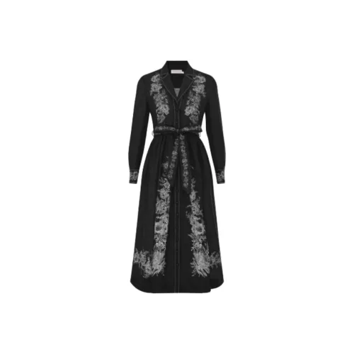 Zimmermann Черное Женское Длинное Платье с Рукавами