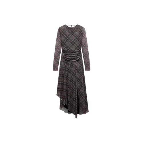 ZARA Длинное платье с длинными рукавами женское темно-фиолетовое