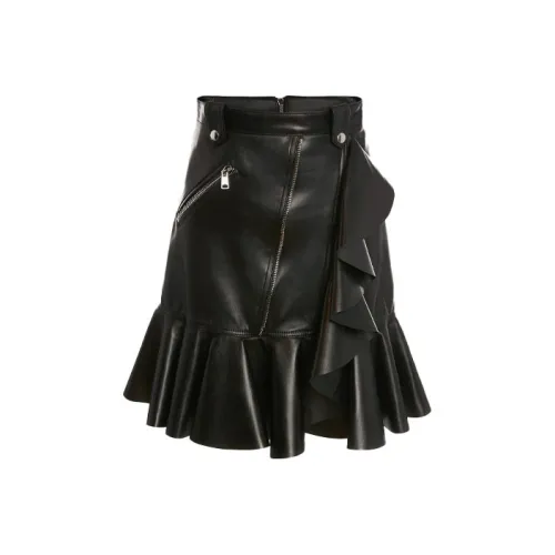 Alexander McQueen Черные Женские Кожаные Короткие Юбки