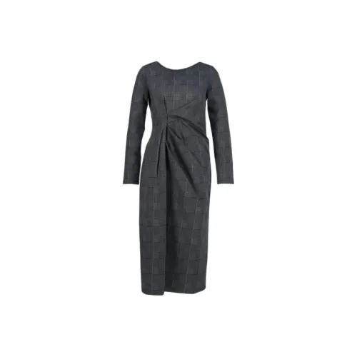 WEEKEND MaxMara Серое Женское Длинное Платье с Рукавами