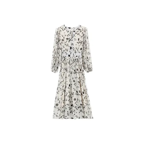 ARIADNAW STUDIO Длинное платье с длинными рукавами женское абрикосового цвета