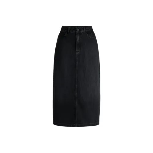 Hugo Boss FW24 Denim Long Skirt Women's Black