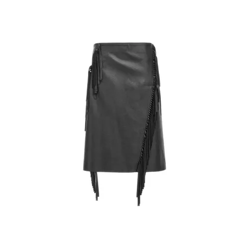 Stella McCartney FW24 Кожа Длинная Юбка Женская Черная