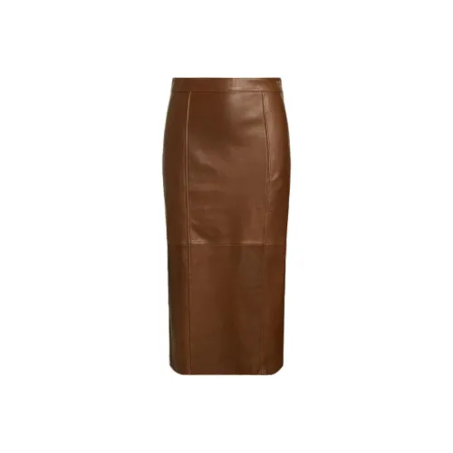 Polo Ralph Lauren Кожа Длинная Юбка Женская Коричневая