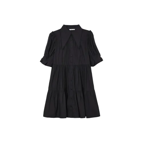 H'S Black Женские Короткие Платья с Рукавами
