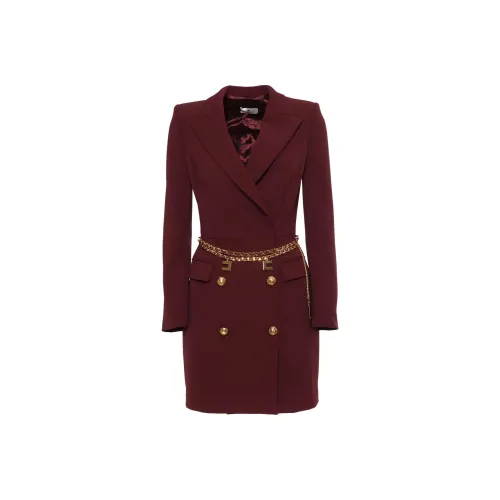 Elisabetta Franchi Длинное платье с длинными рукавами женское красное