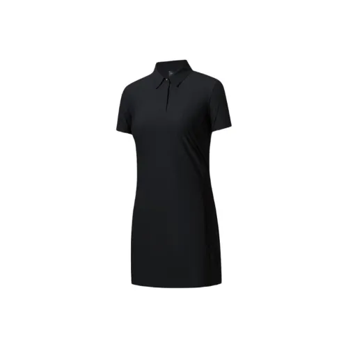 Anta Champion All Weather Series Короткий рукав Платье Женское базовое Черное