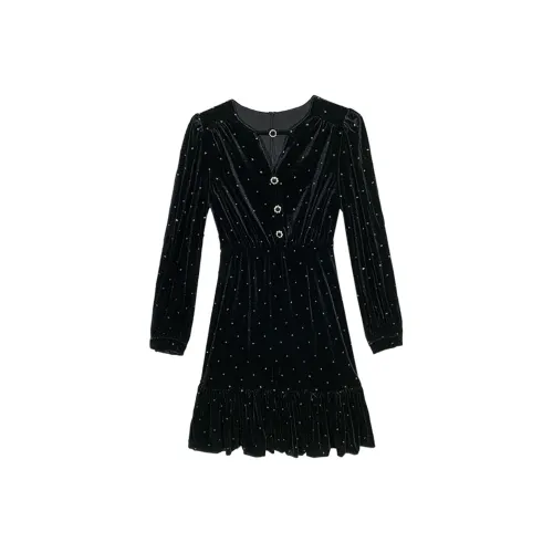 MISS VIGOR Длинное платье с длинными рукавами женское черное