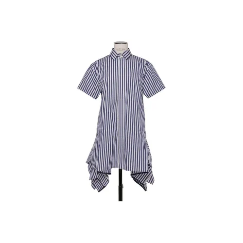 Sacai Морской синий Женские Короткие Платья с Рукавами