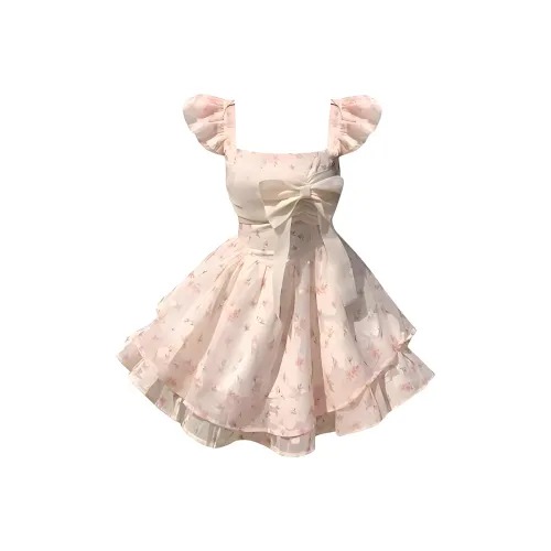 PLAY BUSH Короткий рукав Платье Женское Цветочное Shadow Прогулка