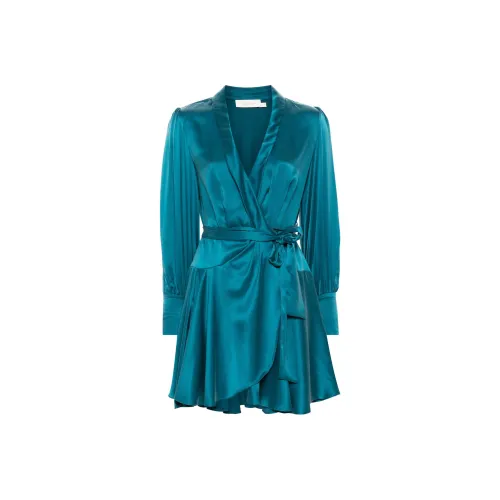 Zimmermann SS24 Длинное платье с длинными рукавами женское синий зеленый