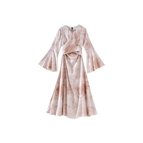 OUNIXUE Длинное платье с длинным рукавом женское многоцветное