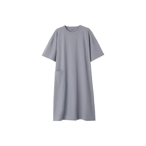 Muji Женские Платья с Коротким Рукавом