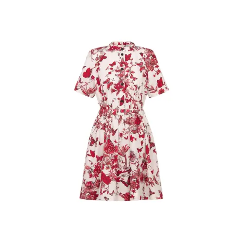 DIOR Белое Женское Короткое Платье с Рукавами