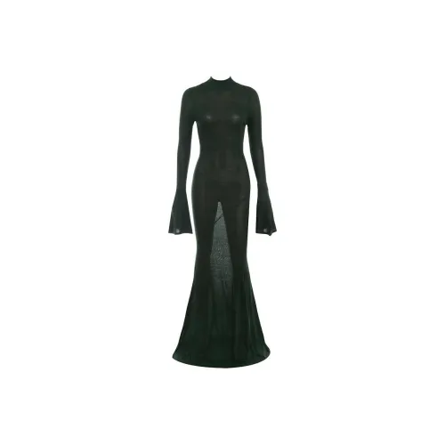 HOUSE OF CB FW23 Длинное платье с длинными рукавами женское лесной зеленый