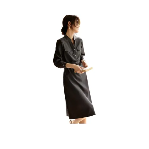 XWI Длинное платье с длинным рукавом женское темно-серый