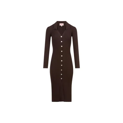 Rouje AURE Платье Длинное с длинными рукавами женское коричневое