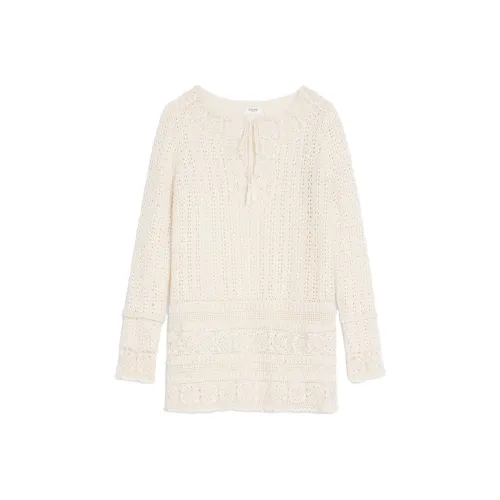 CELINE Экрю Женские Длинные Платья с Рукавами