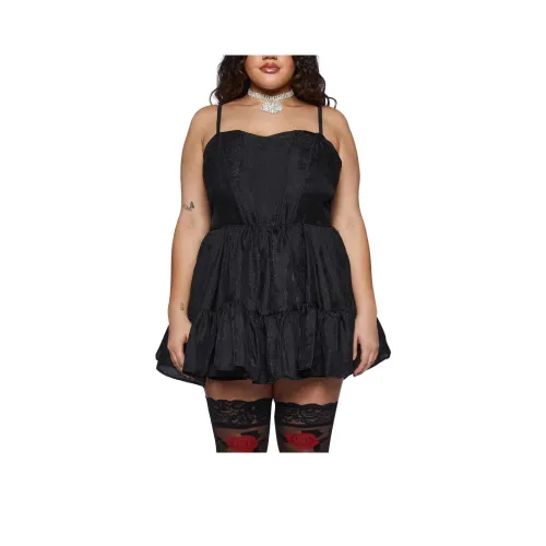 Dolls Kill Sugar Thrillz Плюс Этот Волшебный Moment Мини Платье Slip Платье Женское Черное Черное