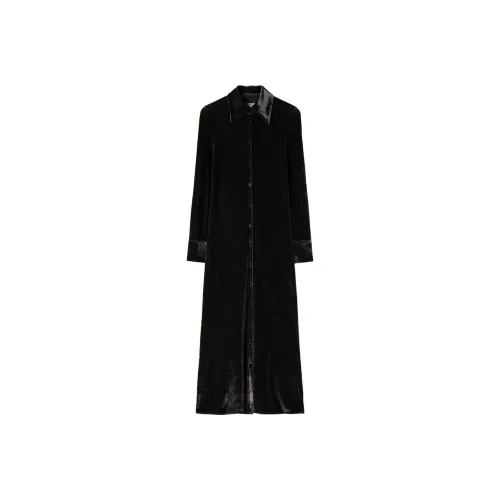 JIL SANDER Черное Женское Длинное Платье с Рукавами