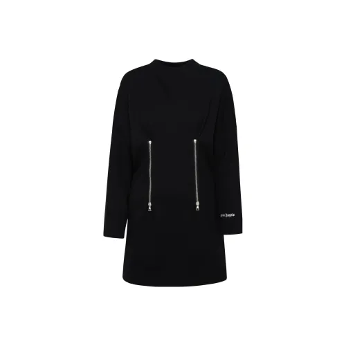 PALM ANGELS Черное Женское Длинное Платье с Рукавами