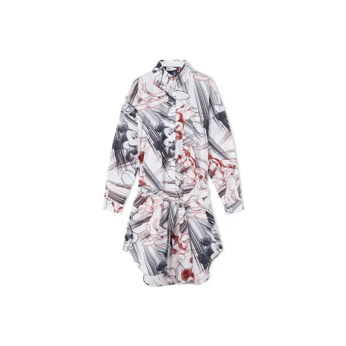 Tommy Hilfiger Tommy Hilfiger x Disney Co Брендированный SERIES Многоцветные Женские Длинные Платья с Рукавами