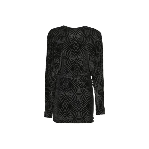 PINKO Длинное платье с длинными рукавами женское черное