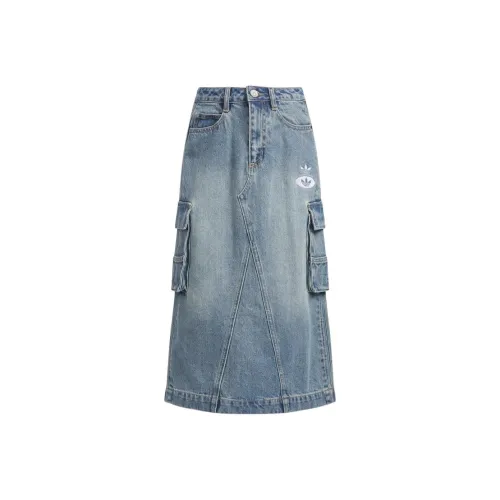 Adidas Originals Denim Long Skirt Women's Light Blue Adidas Originals Деним Длинная Юбка Женская Светло-Синий