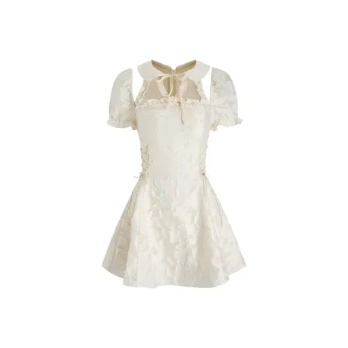 SCCREBEL OFFICIAL Короткий рукав Платье Женское Абрикосовое