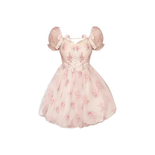 SYEEE WITH U Короткий рукав Платье Женское Розовое