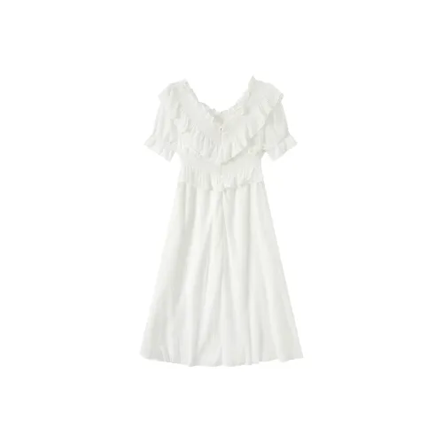 EIDOLON GRAIN Короткий рукав Платье Женское Белое