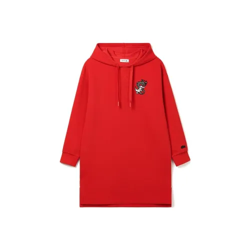 LACOSTE Collaboration Длинное платье с длинным рукавом женское красное