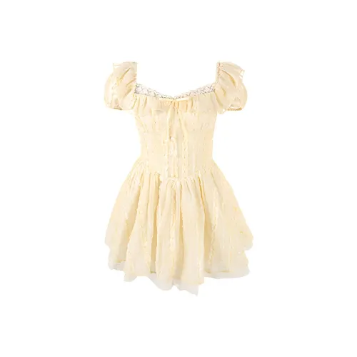 PLANE DRIFT Короткий рукав Платье Женское Лимон