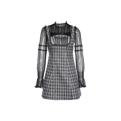 XOOR Черно-белая клетка Женские Длинные рукава Платья