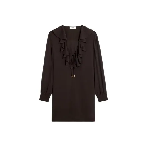 CELINE FW22 Длинное платье с длинными рукавами женское цвет вороний