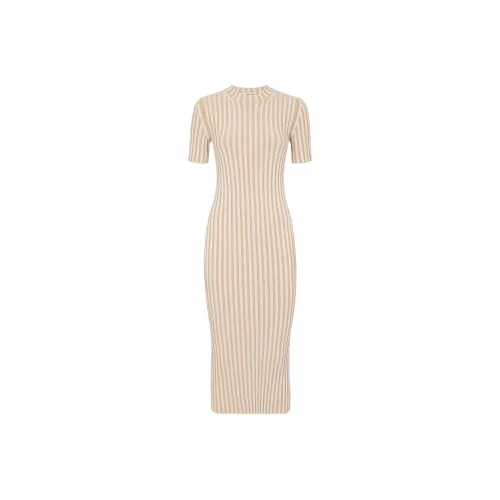 FENDI SS24 Короткое платье с короткими рукавами женское бежевый