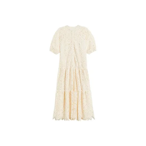 Ted Baker Белое Женское Короткое Платье с Рукавами