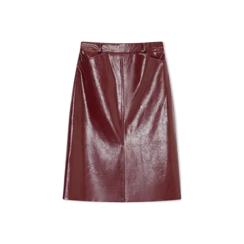 TKY SHOP Ангольский цвет Красный Женские Кожаные Длинные Юбки