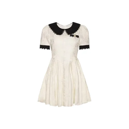 PLANE DRIFT Короткий рукав Платье Женское Абрикосовое Платье