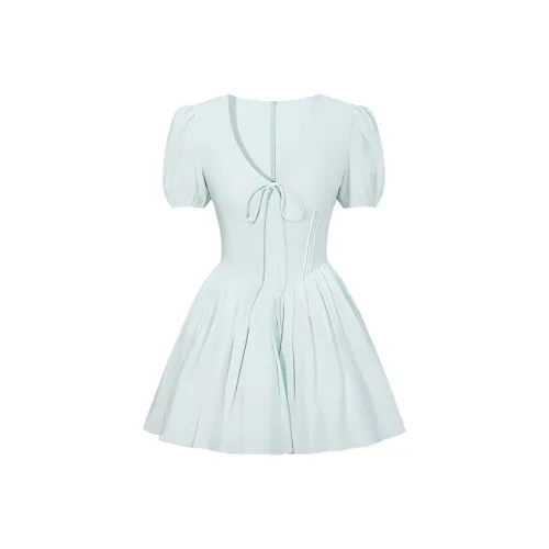 ONE PASS STUDIO Короткий рукав Платье Женское Синий Зеленый