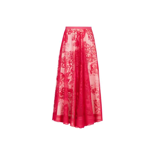 Dior Quarterly New Products Малиновый Женские Повседневные Длинные Юбки