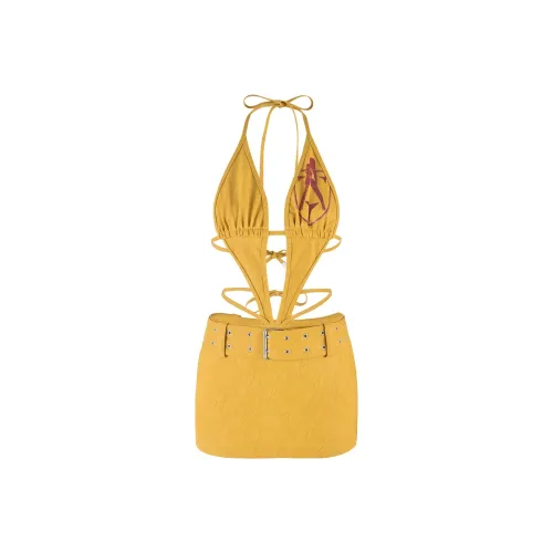 I.AM.GIA LUIRA ПУ (полиуретан) Платье Без рукавов Платье Женское Желтое Желтое