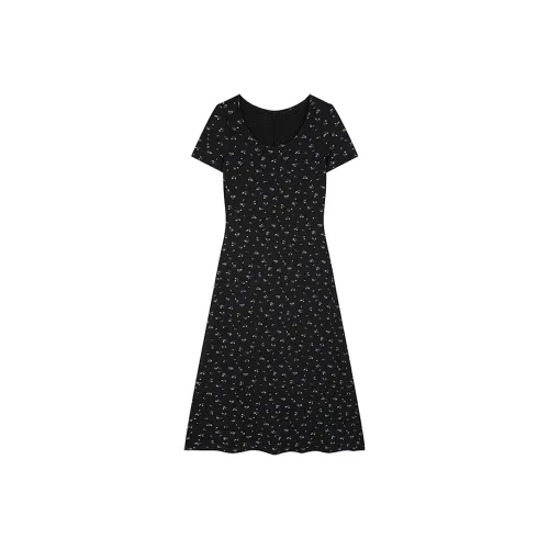 Mo Han Yi Mei Короткий рукав Платье Женское Черное