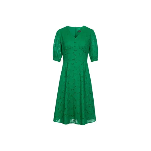 MeetMetro Короткий рукав Платье Женское Зеленое
