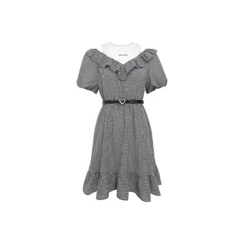 LOFT SHINE Черное Женское Короткое Платье с Рукавами